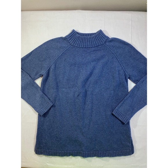 JEANNE PIERRE Sweaters - Jeanne Pierre Blue 100% Cotton Mock Neck‎ Pullover Sweater Womens Small